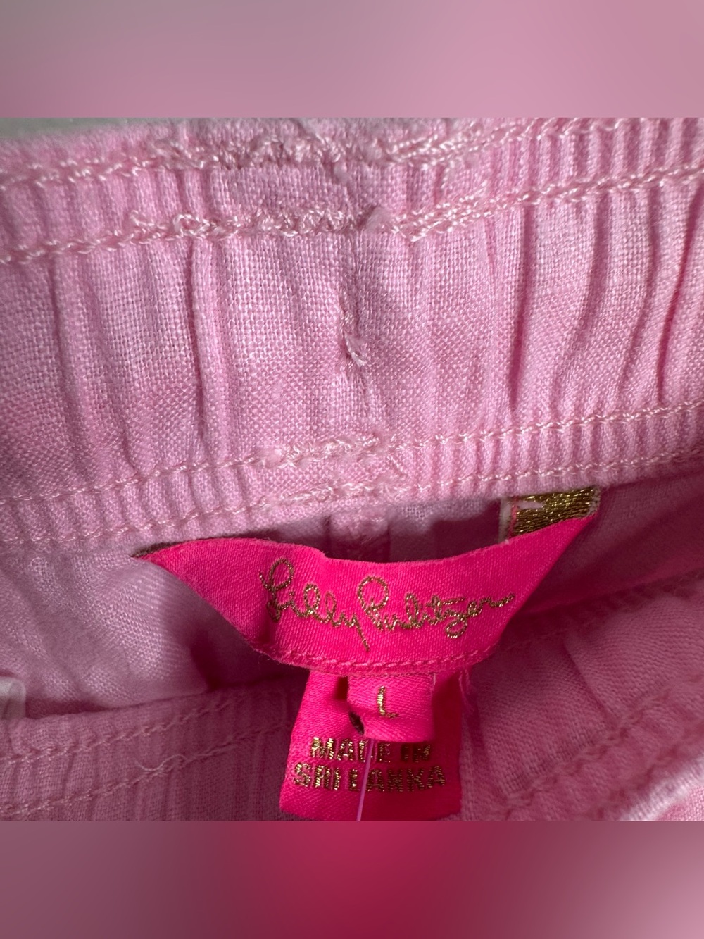 NWT Lilly Pulitzer Pink Taron 100% Linen Tapered Pull-on Pants Large Beach - Picture 4 of 10